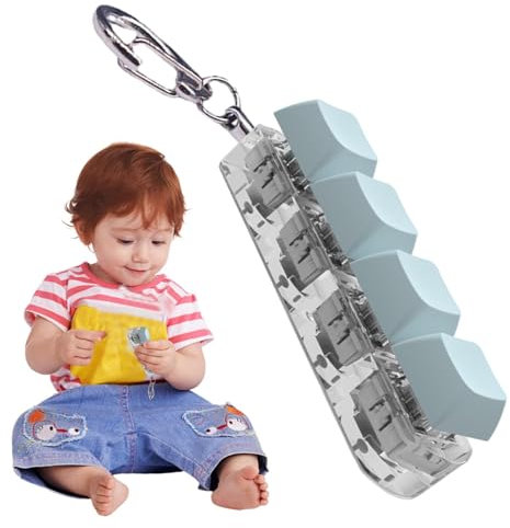 Porte-clés Fidget pour clavier – Jouets tactiles avec lumière, jouet pour clavier, 4 porte-clés, jouet à doigt, clip pour étudiants et adultes pour soulager le stress