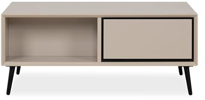 möbelando Couchtisch >Arona< 2 Schubladen, 2 Fächer, in Sand/Schwarz - 94x40x55cm (BxHxT)