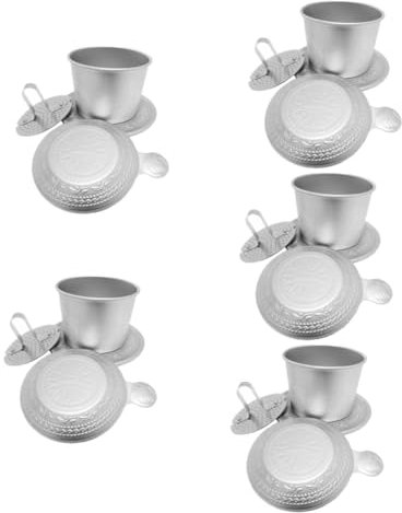 Amosfun 5 Juegos cafetera portátil cafeteras portatiles filtrado exprés Filtro de que gotea maquina de goteador de verter sobre el gotero de aluminio