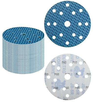 150mm Schleifpapier 60 Körnung, 32 Stück Diamant-Form Schleifscheiben 150mm Klett Schleifpads für Poliermaschine, Exzenterschleifer & Schleifmaschinen(Blau)