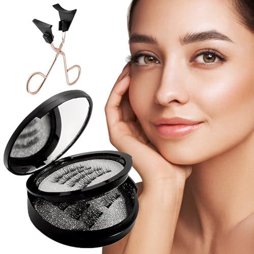 Magnetic Eyelashes Reusable Magnetic Lashes, 4 pairs of Magnetic Eyelashes Natural Look, waterproof, no glue required, lightweight and easy to wear