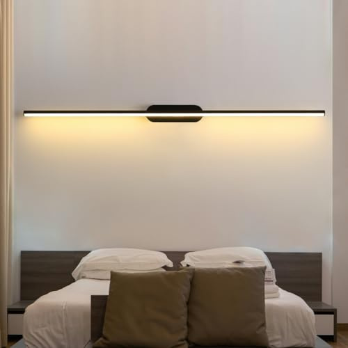 YUPIN Moderne Schwarze LED Streifen Wandlampe Moderne Einfache Innenbettseite Dekorative LED Wandlampe Hintergrund Lineare Wandleuchte Für Schlafzimmer Wohnzimmer Korridor Treppe(Warm,X-Large)