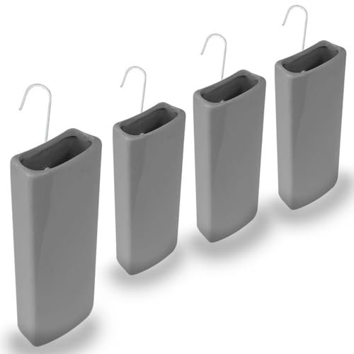 Paluplus Set 4 Evaporatori d'acqua per termosifoni in Ceramica, misura 8x4x19 cm, Umidificatore con motivo LUCIDO e gancio a forma di S -2025 (Grigio)