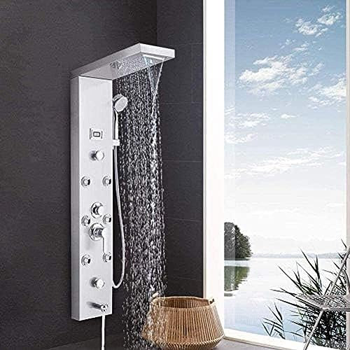 GKPSSURV Showersuit 5 Funktionen Duschpaneel Duschset Duschsäulen aus Edelstahl mit Handbrause Wasserfall Regenduschkopf und Wanneneinlauf mit