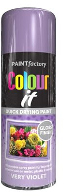 DIOXSTAR Very Violet Gloss Spray Paint, 400ml (1 PCS), Gloss Finish, Quick Drying, All Purpose for Metal, Wood, Plastic, Interior & Exterior Use
