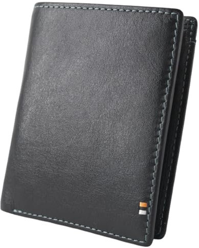 Portefeuille Homme en Cuir véritable avec Blocage RFID, Porte Monnaie, Porte Cartes et Compartiment sans Contact,Noir.