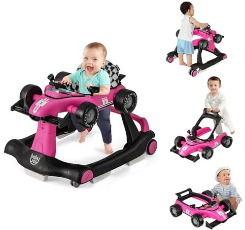COSTWAY Trotteur Bébé Fille Pliable 4 en 1 avec 3 Hauteur Réglable, Trotteur Marche Bébé Garçon Évolutif avec Musique & Lumière, Roues Silencieuses, 5 Patins Antidérapants pour 6-18 Mois