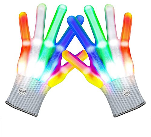 Neoreser LED Handschuhe, LED blinkende Bunte Finger Gloves als Geschenke zu Weihnachten Geburtstag und Karneval für Kinder Mädchen Junge