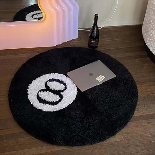 MZYZPPBD 8 Ball Teppich Rutschfester Rund 8 Ball Rug Design Dekor Teppiche Kinderzimmer Billard Zimmer Wasserabsorbierender Stuhlunterlage 8 Ball Billard Teppich Für Schlafzimmer,A,60cm/23.62inch