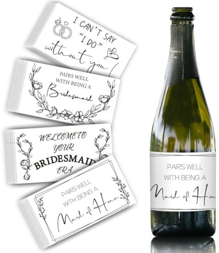SUPERDANT 40PCS Celebrating Wedding Wine Bottle Label Stickers Mini Champagne Labels Wine Bottle Decorations for Wedding Engagement Anniversary Bridal Shower 9x5CM