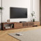 OLEYLUCKIDEA Mid-Century Modern TV-Schrank für 80+ Zoll Fernseher,Ausziehbares TV Lowboard mit Stauraum (198 cm bis 262 cm), Home Entertainment Center in Walnuss für Wohnzimmer,Schlafzimmer