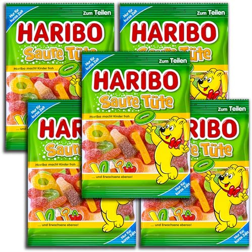 5 er Pack Haribo Saure Tüte 175g Saures Fruchtgummi