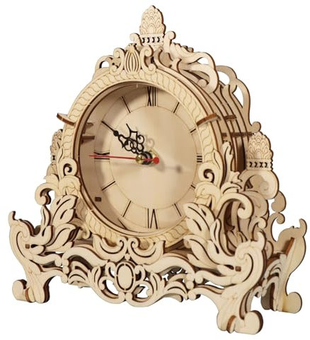 Music Park-3D Wooden Puzzle Clock Model Kits Building Kits Desktop Clock DIY Architectural Building Blocks Creative Gift Home Decor for Family