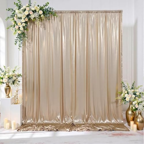 gogoparti Pailletten-Hintergrundvorhang, 3 x 3 m, Champagner-Gold, 2 Paneele mit 1,5 x 3 m, knitterfreie Glitzer-Vorhänge für Fotografie, Geburtstage, Hochzeiten und Abschlussfeiern