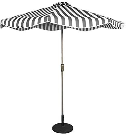 9ft / 2.7m Garden Parasol Umbrella, Outdoor Sun Shade for Beach/Pool/Patio Umbrellas Sunscreen UV50+ Round, Black and White Striped (Color : Black and White Striped, Size : 9ft/2.7