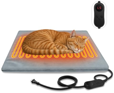 AFDUV Pet Heating Pads for Cats & Dogs Outdoor, 17.7 * 17.7inches Puppy Cat Heating Pad Bed Mat Outdoor Waterprooof, Heated Dog Blanket Bed Outside, Gifts for Cats Puppy in Winter