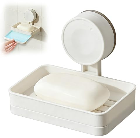 Seifenschale mit Ablauf für Dusche Seifenhalter Ohne Bohren Seifenablage Wandmontage Seifenschalen Saugnapf für Dusche Schwammhalter Küche Abnehmbar Seifen Halter