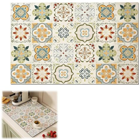 Abtropfmatte Geschirr 40x60cm, Saugfähige Kaffeemaschine Unterlage, Abtropfmatte Spüle, Rutschfeste Schnelltrocknend, für Küchenarbeitsplatten, Restaurants, Theke, Bad, Bar, Café (Farbe 1)