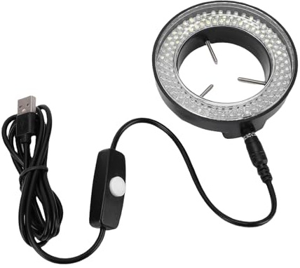 Yunseity Microscope LED Light, 144LED USB Powered Auxiliary Light with On Off Key for Stereo Microscopes Laboratory Research