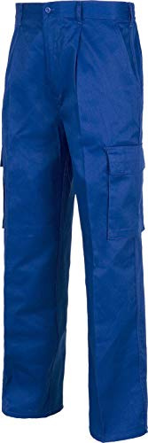 WORKTEAM Pantalón de Trabajo Multibolsillos, Corte Recto, Cintura Elástica, Tejido Resistente.Unisex Azulina 42
