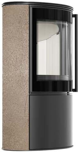 BJORN Ø 150 7 kW freistehender Stahlofen, dekorative GOLD SATIN-Speicherkeramik, Stahlabdeckung