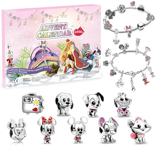 Adventskalender 2026 Kinder Mädchen Schmuck Charms Armbänder | 24 Tage DIY Armband Kit Überraschungen Weihnachts-Countdown-Kalender für ab 6 Jahren