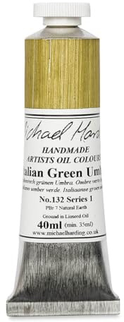 Michael Harding Artist Oil Colours, Green Umber, 40ml Tube, 13240