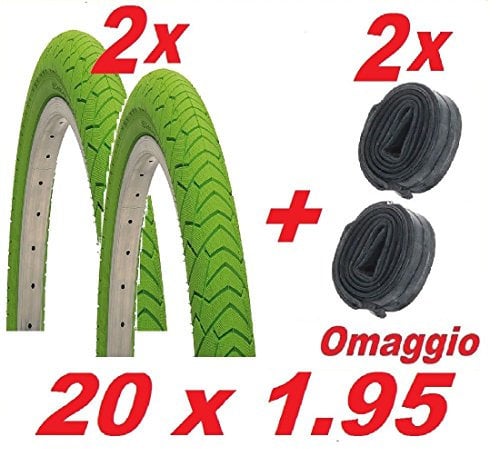 CicloSportMarket 2 Copertoni + 2 Camere d'Aria Bicicletta BMX Misura 20 x 1.95 / Colore Verde