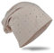 Miobo Jersey Slouch Beanie Long Mütze mit edler Strass Nieten Applikation Unisex Unifarbe Herren Damen Trend,Beige