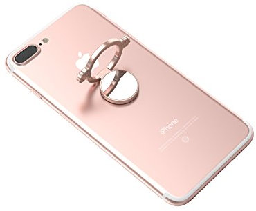 Kronya® | 360° drehbarer Smartphone Fingerhalter | Case Finger Griff Halter Halterung Handy Hülle Ring Ringhalter Ständer Tablet | Kompatibel mit Apple iPhone iPad Samsung Galaxy | 6 (Roségold)