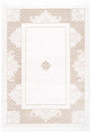 Lalee Extravaganter 3D Teppich, Creme-Beige 80 x 150 cm
