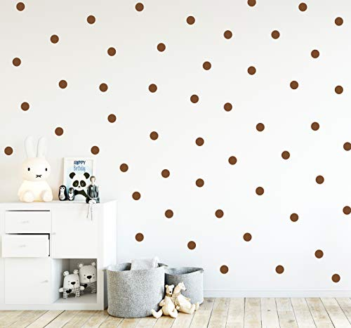 Punkte Set 70er an der Wand Wandtattoo Polka Dots Tupfen Babyzimmer Wandsticker Vinyl DIY Wandaufkleber (Braun)