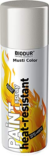 Biodur Heizkörperlack Emaille-Sprühfarbe 400 ml, Glänz, Silber Heizkörper Sprühlack, Heizungsfarbe Lack Korrosionsschutz Hitzefester, Hitzebeständig bis 400°C Rostschutz Wetterbeständig