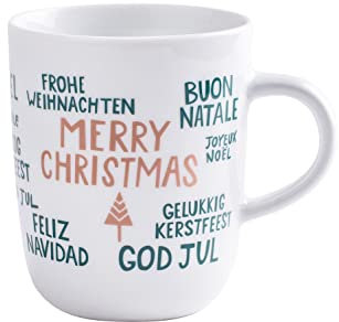KAHLA 575335A50673C Pronto Happy Cups Becher 0,35 l Merry Christmas hochwertiger Becher mit Motiv und Spruch Tasse frohe Weihanchten Henkelbecher 350 ml