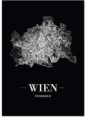 JUNIWORDS Stadtposter, Wien, Wähle eine Größe, 21 x 30 cm, Poster, Schrift A, Schwarz