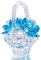 H&D HYALINE & DORA Hellblaues Blumenkorb Ornament aus Glas, handgefertigte Kristallblumen Figur, Briefbeschwerer im Schnitt, Tischdekoration, Geburtstagsgeschenk für Damen