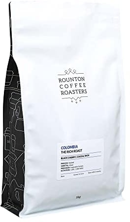 Rounton Coffee Roasters | Colombian Rich Roast 1kg | Strong Dark Roast Whole Beans | Roasted in Yorkshire | 100% Arabica | Speciality Coffee Bags | Columbian Coffee