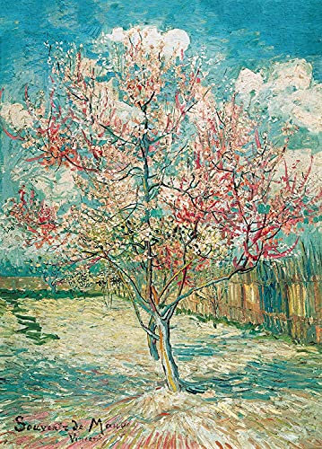 Vincent Van Gogh 1000 Piece Pink Peach Tree in Blossom Jigsaw Puzzle 27.56 x 19.69 Inch, Educational Game, Challenge Toy for Adults & Kids