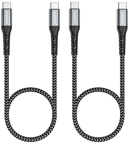 SUNGUY USB C auf USB C Kabel Kurz 2 X 0.5M 60W Schnellladekabel Type C zu Type C Ladekabel kompatibel mit iPhone 16/15 Pro Max,MacBook Pro, iPad Pro 2020, MacBook Air, Galaxy S24, Huawei P30