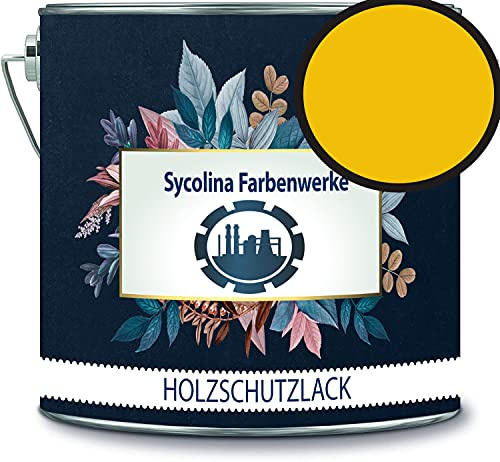 Holzschutzlack Holzlack Holzlasur wetterbeständiger Langzeitschutz Wetterschutzfarbe Holzschutzfarbe RAL 1021 Rapsgelb // Sycolina Farbenwerke