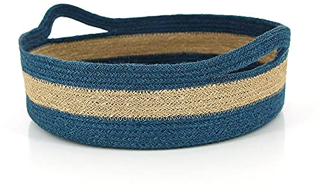 mitienda mit Liebe gemacht Cesta de pan, de yute índigo redonda, cesta de almacenamiento, cesta para panecillos, sostenible