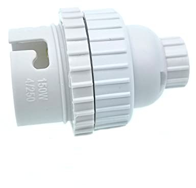 B22 Bayonet Lamp Holder,TWDRTDD BC,Bayonet Cap B22 Light Bulb Socket in Traditional Style with Shade Ring,10mm Threaded Bottom Entry (White,Pack of 2)