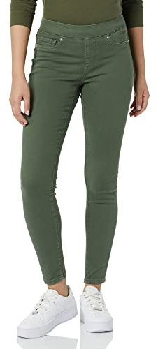 Amazon Essentials Women's Mid-Rise Stretch Pull-On Jegging - Discontinued Colours, Dark Green, 12 Long