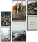 Papierschmiede® Mood Poster Set Rocks and Rivers, Bilder Wohnzimmer Deko Schlafzimmer, 2x 30x40 cm und 4x 20x30 cm, Pampasgras Fluss Berge Wald grün braun - Wandposter ohne Rahmen
