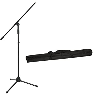 OMNITRONIC Set Mikrofonstativ MS-2A mit Galgen sw + Tasche | Einfaches Mikrofonstativ mit Galgen inklusive Transporttasche