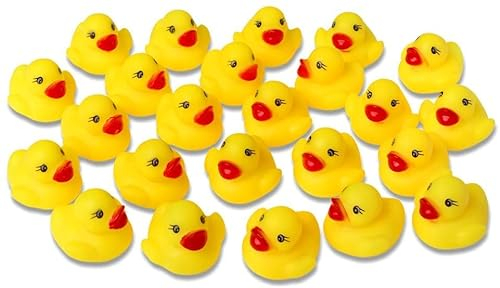 24pcs Canard en Caoutchouc Jouet De Bain pour Enfants Flotteur Et Grincement Mini Canards Jaunes Jouets pour Baignoire pour Douche/Anniversaire/Articles De Fête