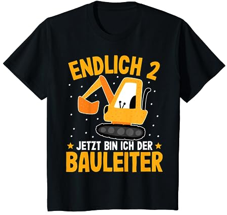 Kinder 2. Geburtstag Bagger T-Shirt 2 Jahre Junge Bagger T-Shirt