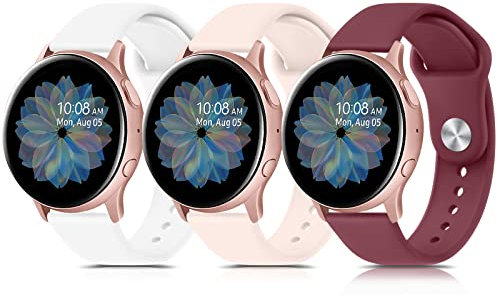 Yisica Silicone Correa Compatible con Samsung Galaxy Watch Active 2 40mm 44mm, 20mm Pulseras de Repuesto para Galaxy Watch 3 41mm / Galaxy Watch Active 40mm / Galaxy Watch 42mm, Rosa/Blanco/Vino Rojo