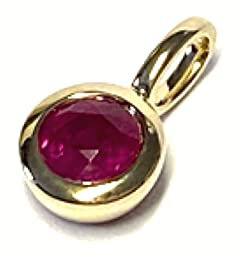 Anhänger 585 Gold Rubin rot 4mm Gelbgold Solitär Kettenanhänger Kettengleiter