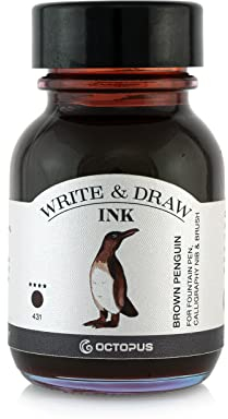 Octopus Brown Waterproof Ink for Writing and Drawing Calligraphy - Non-fading, 50ml
